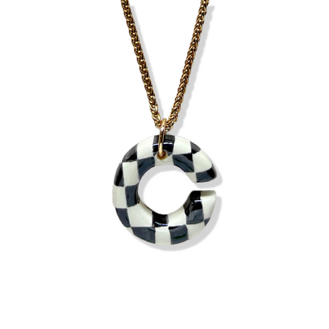 Checkered Letter Necklace