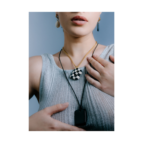 Checkered Letter Necklace