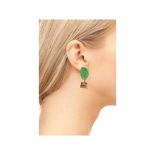 Load image into Gallery viewer, Geo Green Earrings

