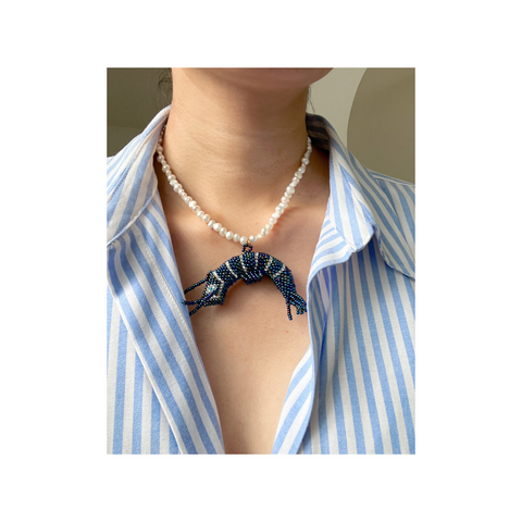 Shrimpy Necklace (Peacock Blue)