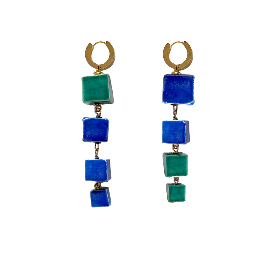 Tetris Blue Earrings