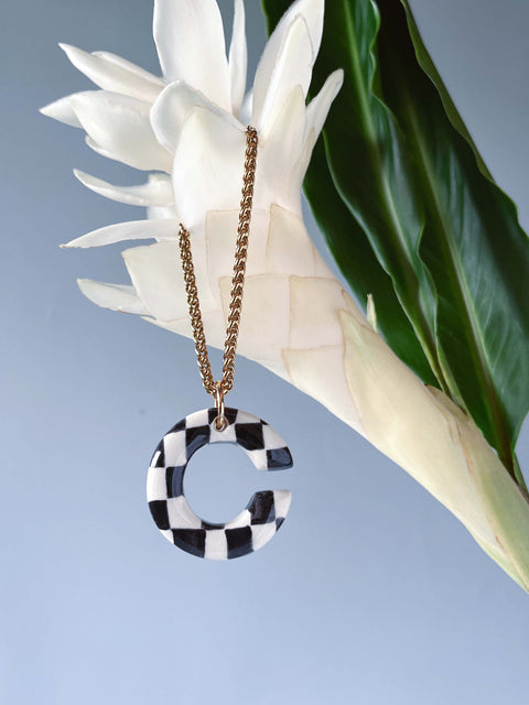 Checkered Letter Necklace