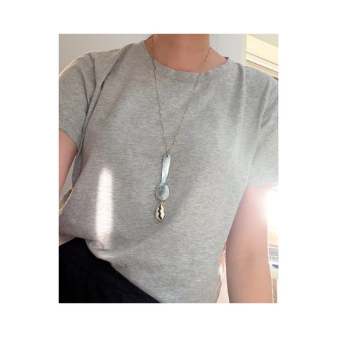 The Drop Necklace (Black Wavy Lines)